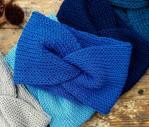 Dvouvrstvá čelenka, 50% merino..modré odstíny — foto 4