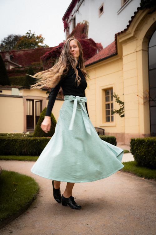 Půlkolová Manšestrová Midi Silnější - Mint — foto 2