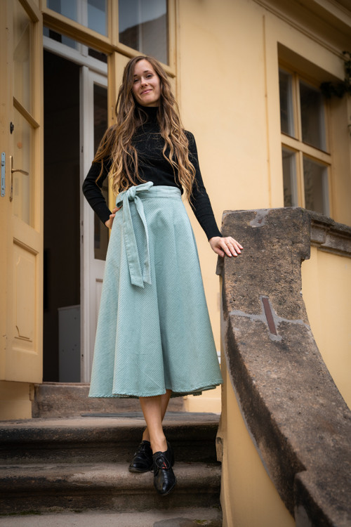 Půlkolová Manšestrová Midi Silnější - Mint — foto 4