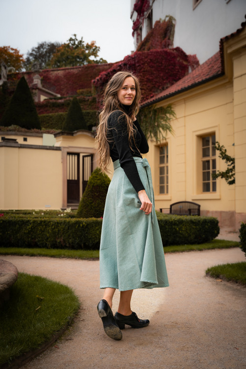 Půlkolová Manšestrová Midi Silnější - Mint — foto 5