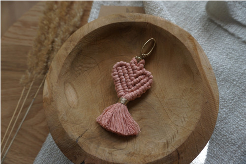 Macramé srdce (pudrové) — foto 2