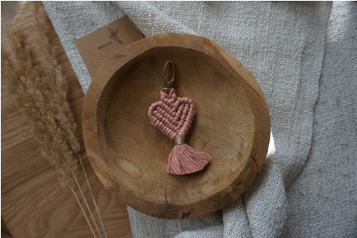 Macramé srdce (pudrové) — foto 3