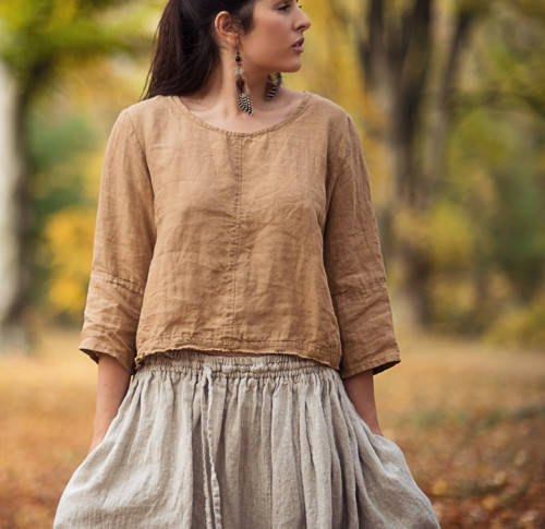 Lněná halenka Medová — foto 6