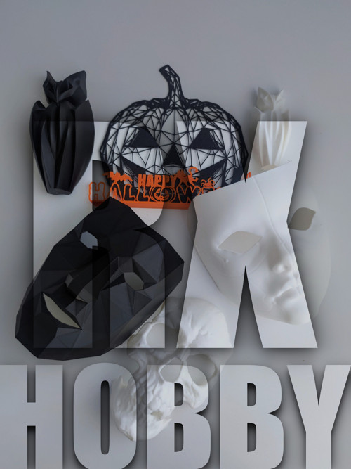 Halloween maska ​​černá polygón,z bio plastu PLA — foto 6