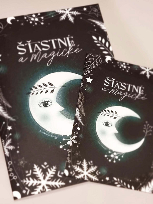 Vánoční pohlednice s měsícem - Šťastné a magické — foto 3