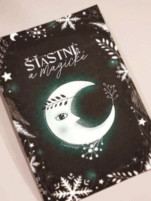 Vánoční pohlednice s měsícem - Šťastné a magické — foto 2