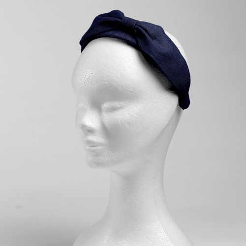 Čelenka Nicole - len, tmavě modrá / navy — foto 2
