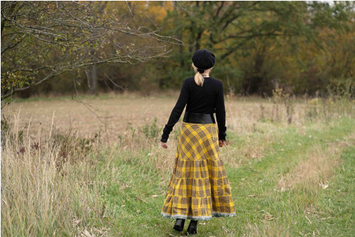 Westernová …lněná dámská maxisukně M — foto 4