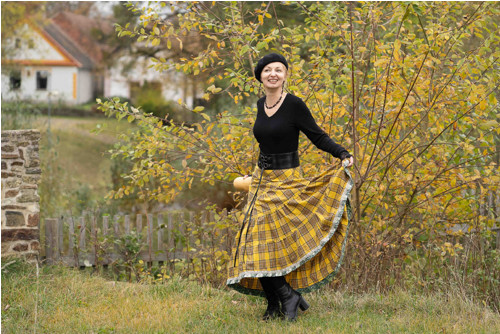 Westernová …lněná dámská maxisukně M — foto 3
