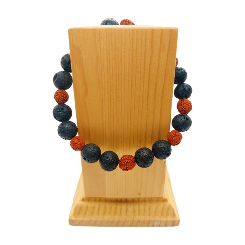 Náramek EARTHING láva černá & rudraksha — foto 2