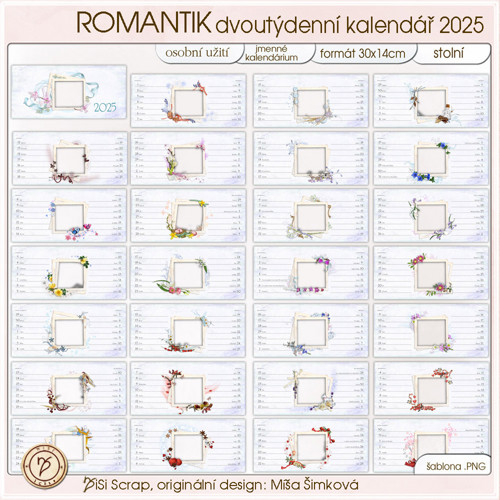 Dvoutýdenní kalendář 2025 - romantický — foto 3
