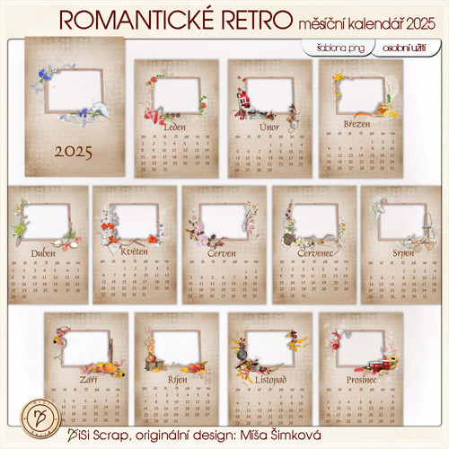Kalendář 2025 romantický RETRO — foto 2
