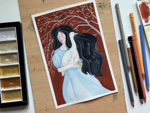 Originál ilustrácia Tmavovláska — foto 3