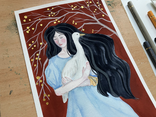 Originál ilustrácia Tmavovláska — foto 4