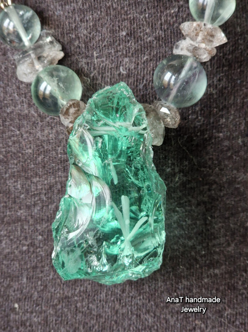 Náhrdelník Andara , fluorit , herkimer diamant — foto 3