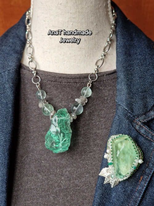 Náhrdelník Andara , fluorit , herkimer diamant — foto 4