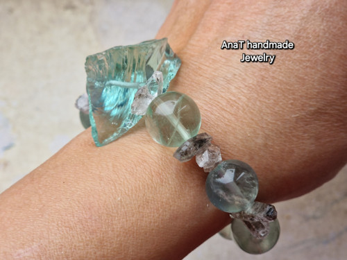 Náramek Andara , herkimer diamant , fluorit — foto 5