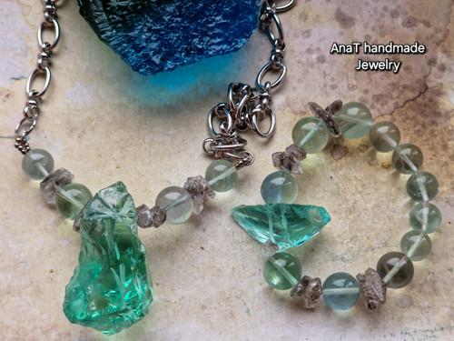 Náramek Andara , herkimer diamant , fluorit — foto 3