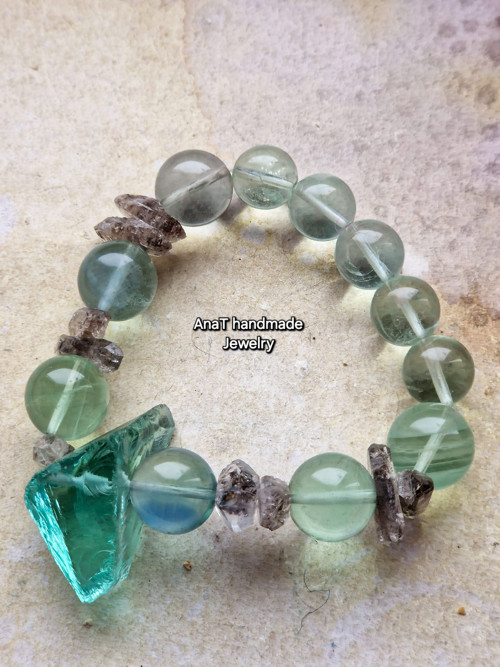 Náramek Andara , herkimer diamant , fluorit — foto 2