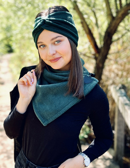 Dámská čelenka fleecová - tmavě zelená L — foto 3
