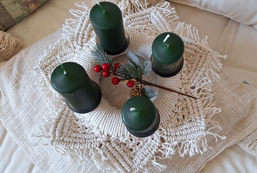 Adventní boho věnec / smetanový — foto 2