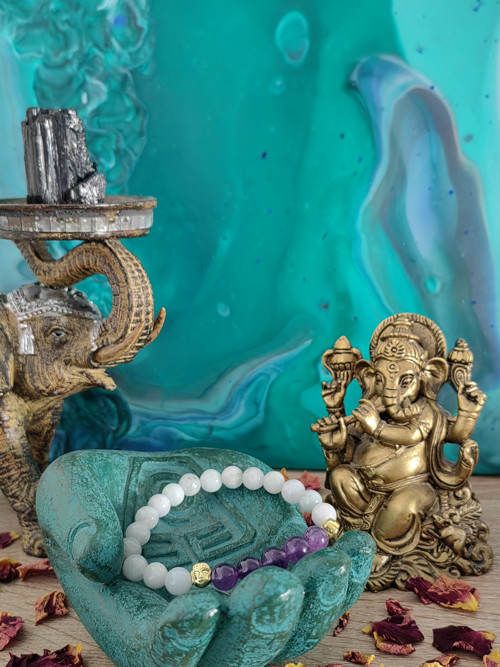 ENERGETICKÝ Náramek: Jadeit, Ametyst, Buddha — foto 5