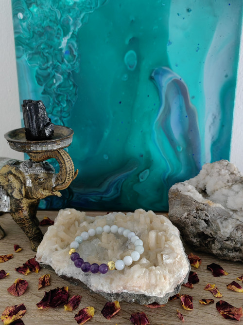 ENERGETICKÝ Náramek: Jadeit, Ametyst, Buddha — foto 4