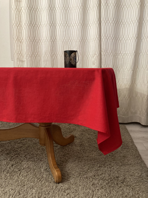 Ľanový Obrus na stôl / ČERVENý/ — foto 2