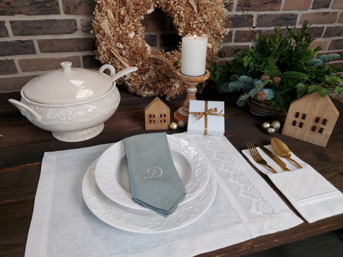 Lněné prostírání Luxury Linen Ivory — foto 6