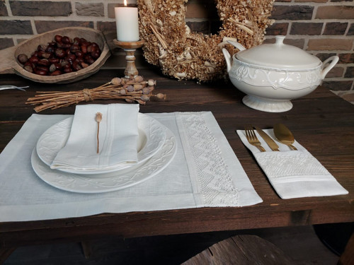 Lněné prostírání Luxury Linen Ivory — foto 5