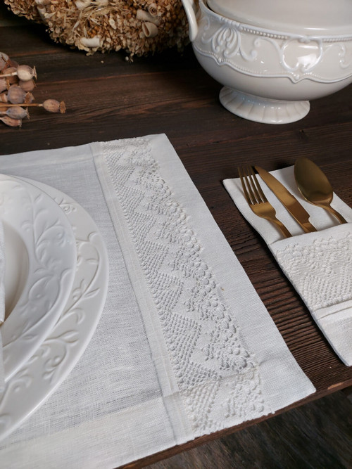 Lněné prostírání Luxury Linen Ivory — foto 3