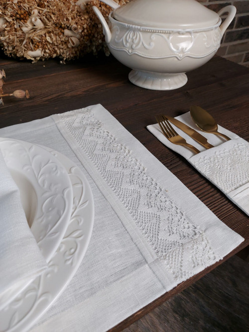 Lněné prostírání Luxury Linen Ivory — foto 4