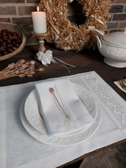 Lněný ubrousek Luxury Linen Ivory — foto 3