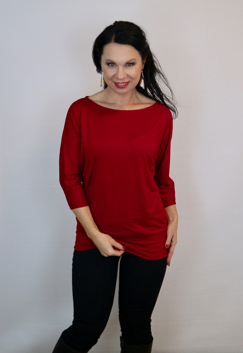 Dámské tričko tmavě červené — foto 3