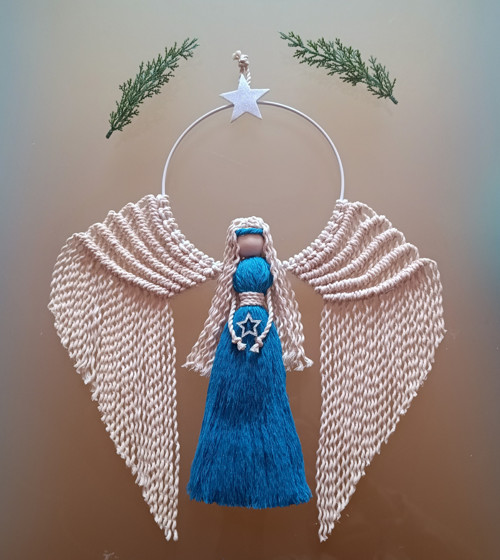 Macramé modrý anjel — foto 3