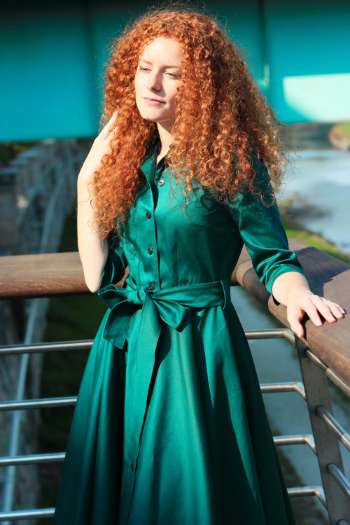 Košilové šaty SARA, zelená — foto 4