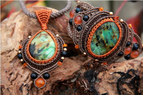 Boho oranžová sada s africkým jaspisem — foto 4