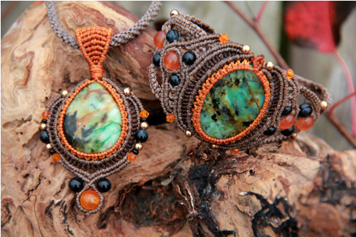 Boho oranžová sada s africkým jaspisem — foto 3
