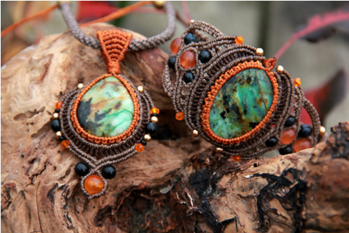 Boho oranžová sada s africkým jaspisem — foto 2