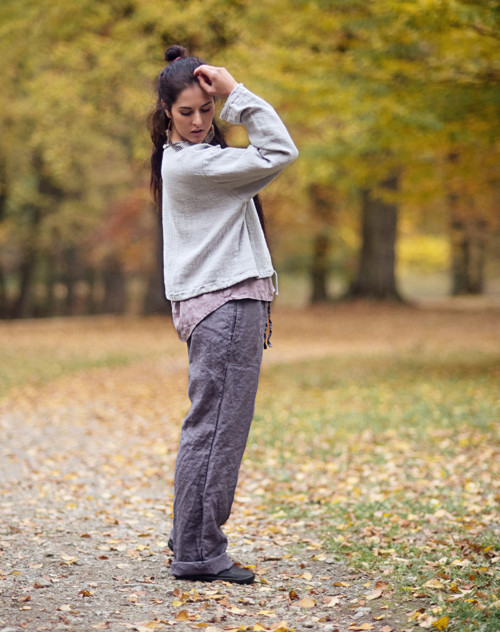 Lněná halenomikina krátká Šedá — foto 6