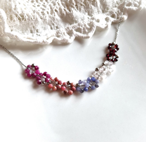 Náhrdelník*tanzanit*kroužek*ocel — foto 3