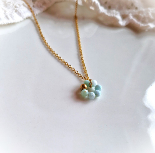 Ocelové náušnice*larimar*kruhy*zlaté — foto 5