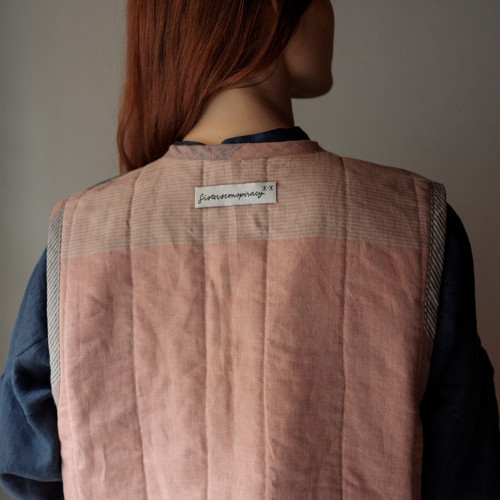 Lněná vestička PATCHWORK/růžová - SLEVA — foto 5
