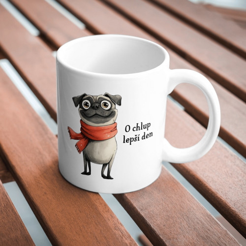 O chlup lepší den - mops - Hrníček — foto 2
