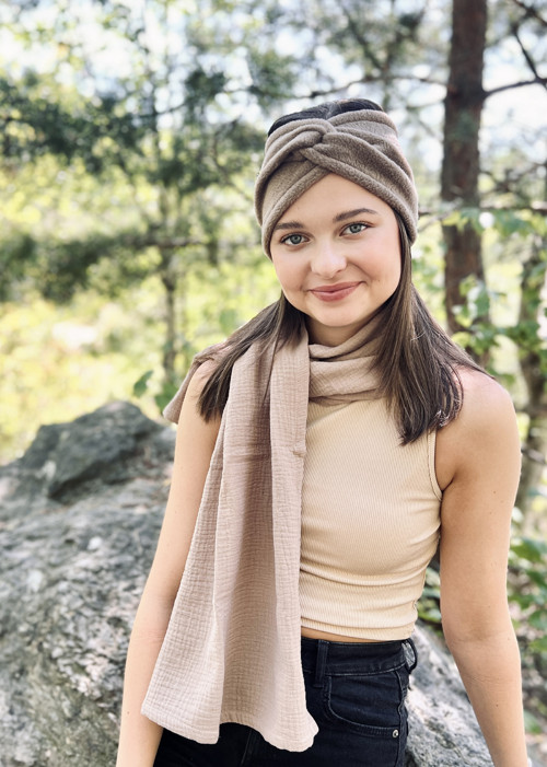 Dámská čelenka fleecová - béžová S — foto 2