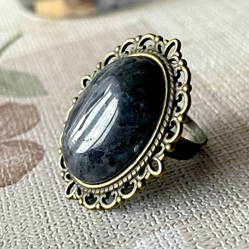 SLEVA 50% Vintage prsten s larvikitem E056 — foto 6