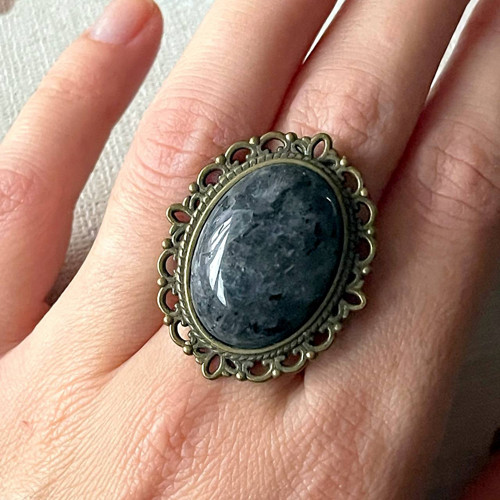 SLEVA 50% Vintage prsten s larvikitem E056 — foto 3