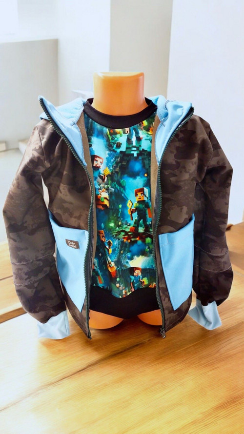 Dětská zimní softshellová bunda maskáč — foto 4