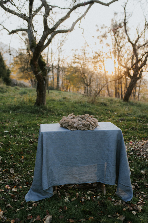 Lněný ubrus Vánoční zelená — foto 3