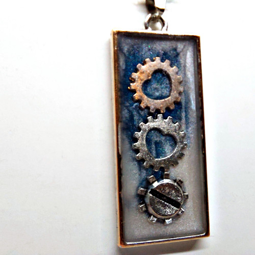 Přívěsek Obdélník, steampunk styl /24007/ — foto 2